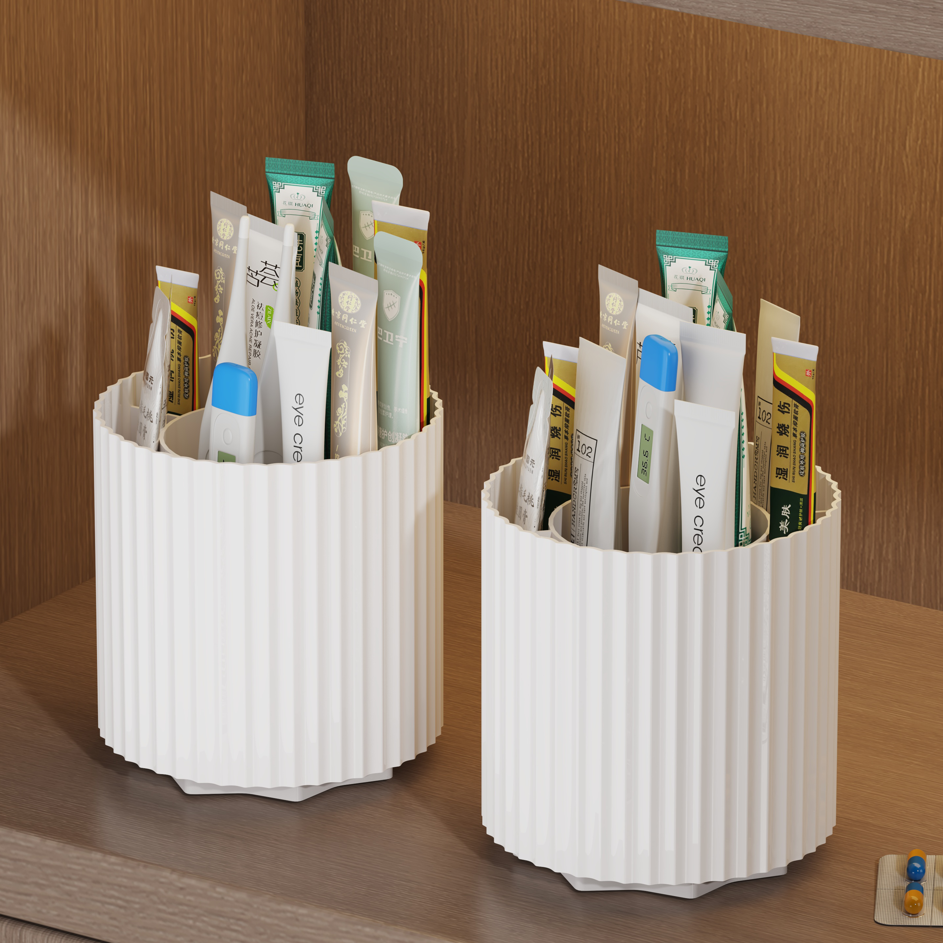 旋转药膏收纳盒分格管状药品乳膏整理神器桌面条状软膏药物置物架