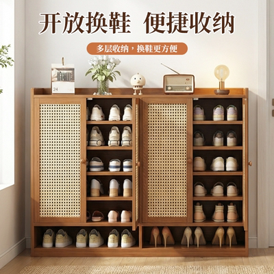 鞋架子家用门口多层结实耐用收纳柜室内好看防尘楠竹鞋柜不占空间