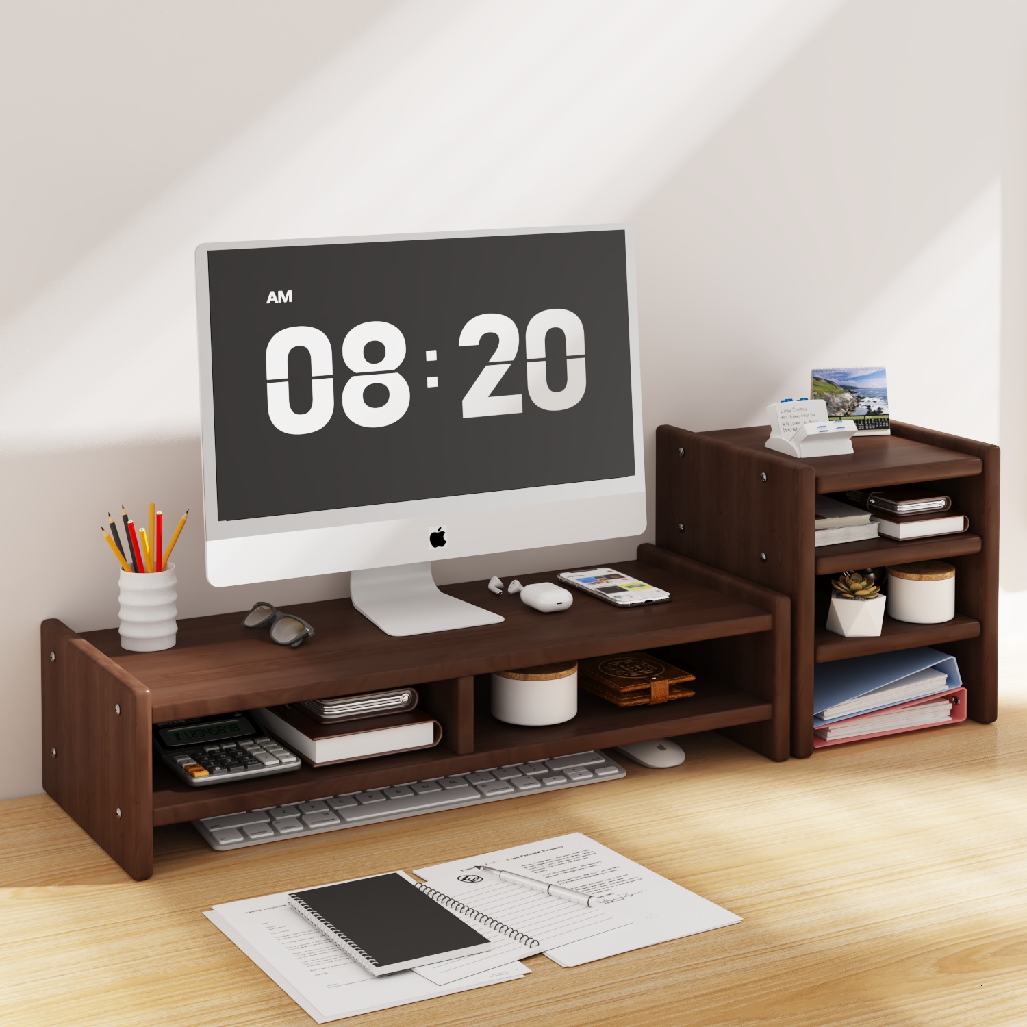 台式电脑增高架办公室工位显示器抬高架桌面显示屏改造置物垫高架