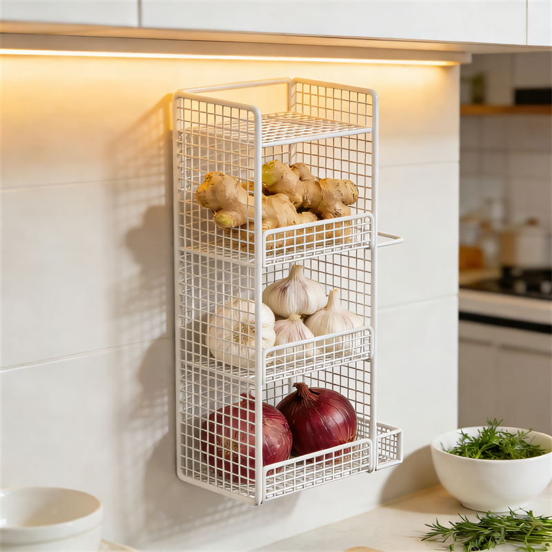 厨房葱姜蒜收纳盒壁挂生姜大蒜收纳筐壁挂式家用蔬菜挂篮收纳神器,厨房/烹饪用具,厨房置物架/置物柜/角架,淘宝优惠券,粉丝福利购,淘宝优惠卷