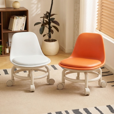 万向轮小凳子家用小型板凳儿童移动坐凳带滑轮矮凳客厅靠背小椅子