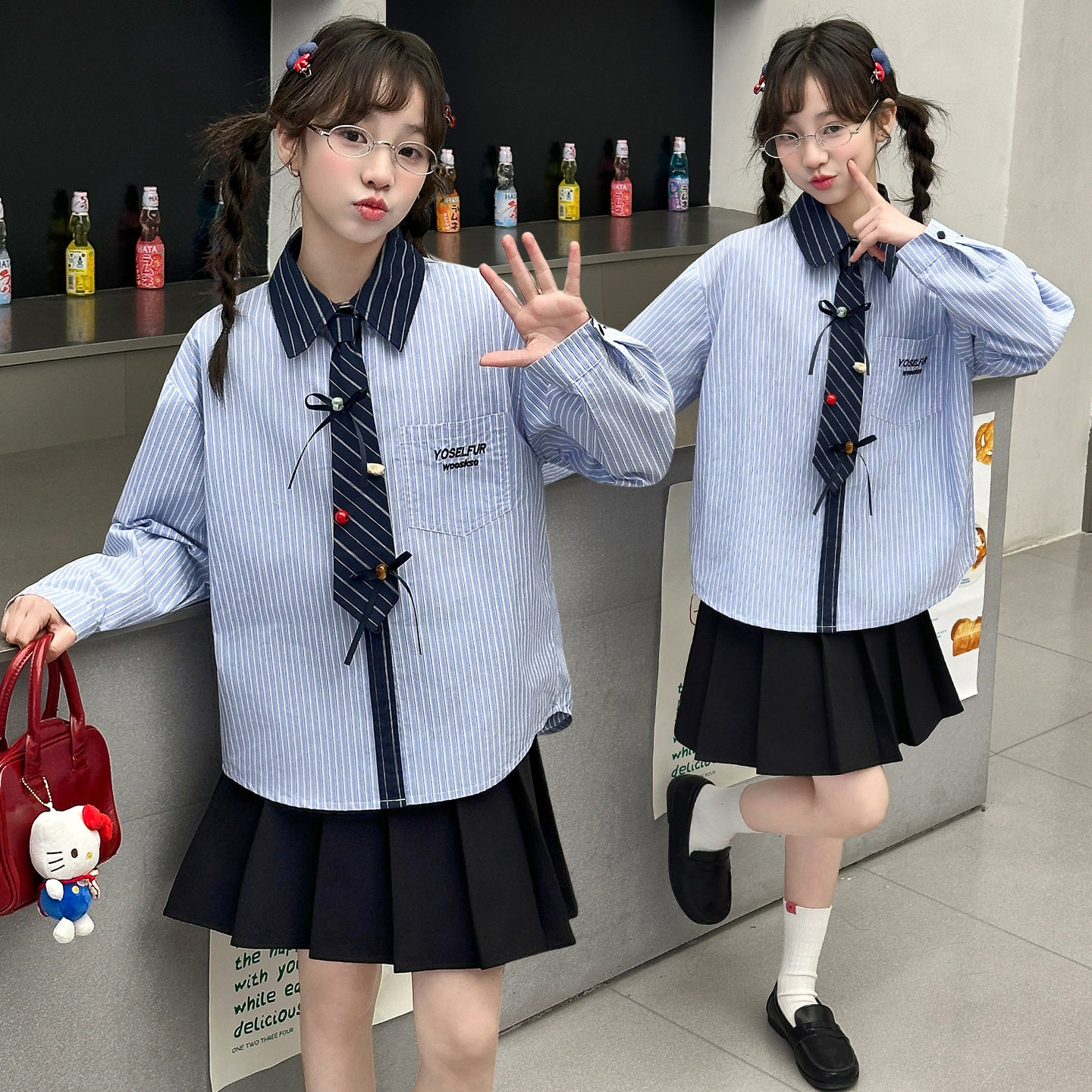 女童春装衬衫外套2026新款韩国大童早春穿搭上衣青少年学院风衬衣