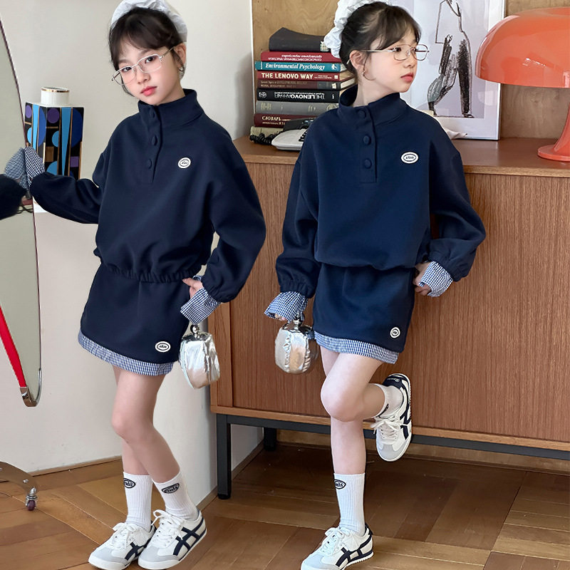 女童运动套装春秋2025新款洋气时髦儿童秋装套裙女孩卫衣半身裙潮