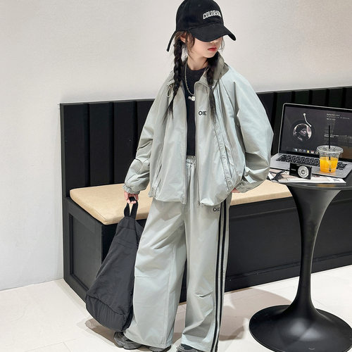 女童运动套装春秋款2026新款女孩大童韩系穿搭儿童休闲外套两件套