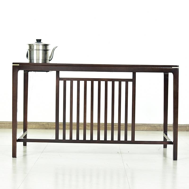 茶桌茶台新中式实木简约泡茶家用阳台办公客厅书房一体式纯铜包角