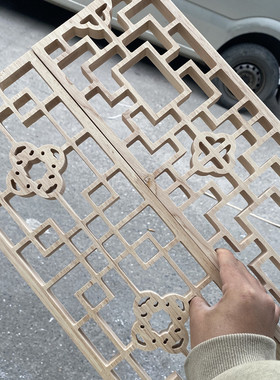 中式入户挂落花格整板木雕窗花仿古实木门头雕花门楣装饰遮丑格栅