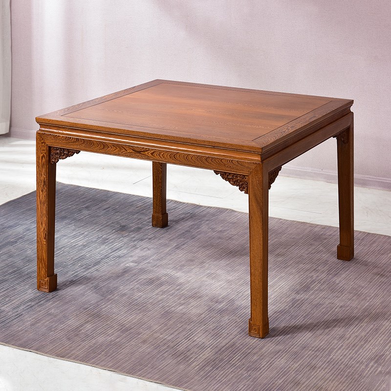 红木八仙桌餐厅家具鸡翅木餐桌实木家用饭桌中式方桌一桌四椅餐台