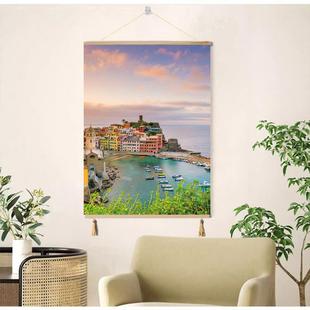 北欧风油画客厅餐厅书房装饰画清新现代风景治愈系油画卧室背景画