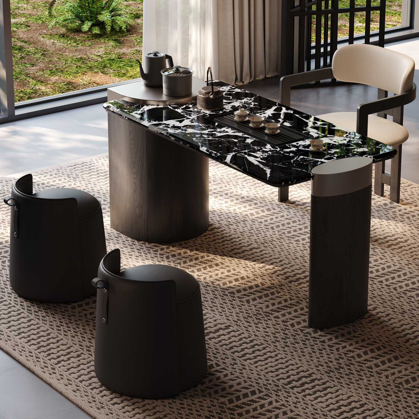 2025新款宝格丽黑天然奢石茶桌