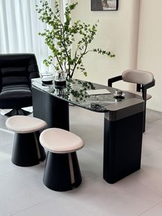 2025新款意式轻奢天然奢石茶桌椅组合家用别墅办公高端大理石茶台