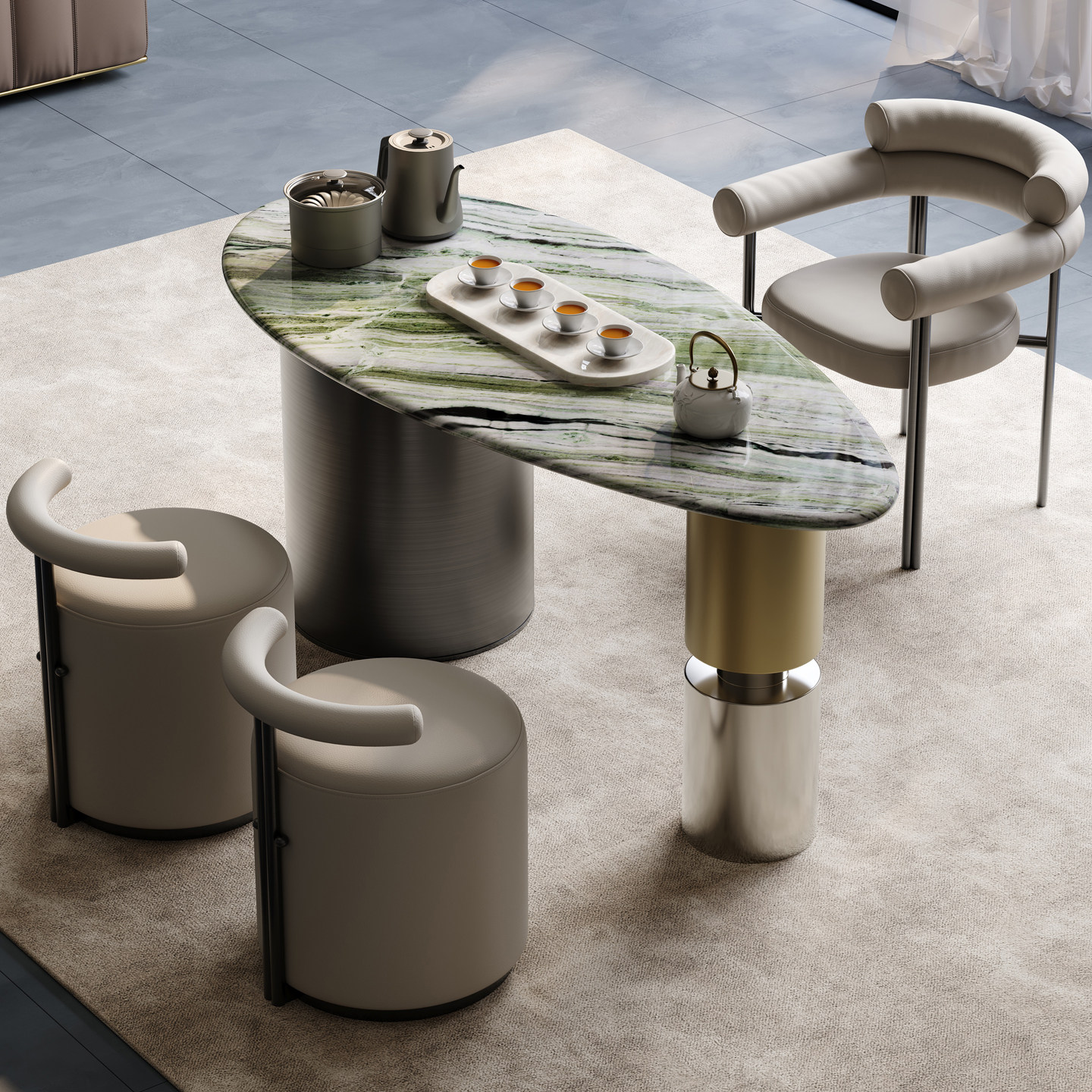 2026新款意式天然奢石椭圆形茶桌家用别墅办公高端设计大理石茶台,住宅家具,家用茶台/茶桌,淘宝优惠券,粉丝福利购,淘宝优惠卷