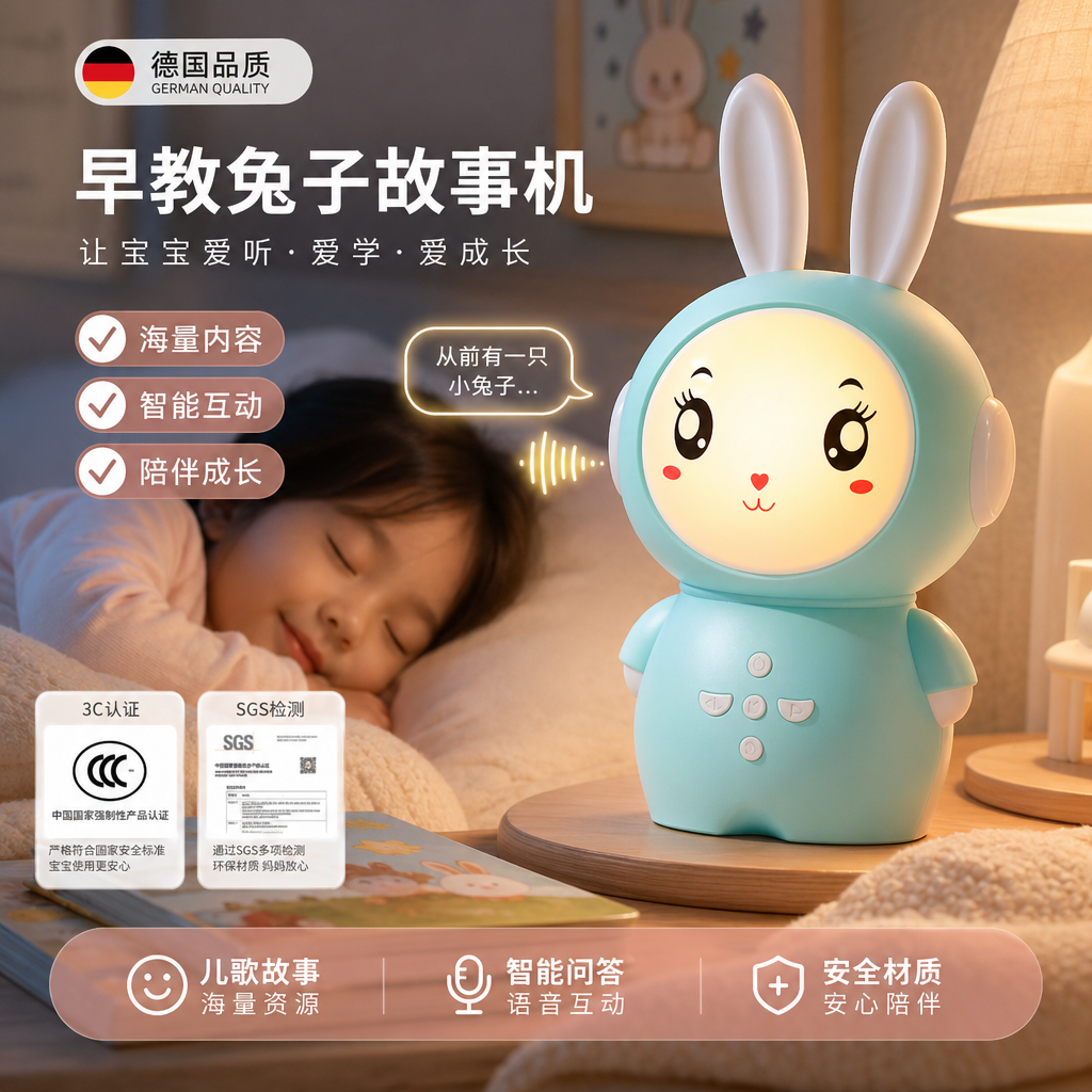 德国精品儿童故事机小兔子早教机讲故事宝宝儿歌听音乐启蒙播放器