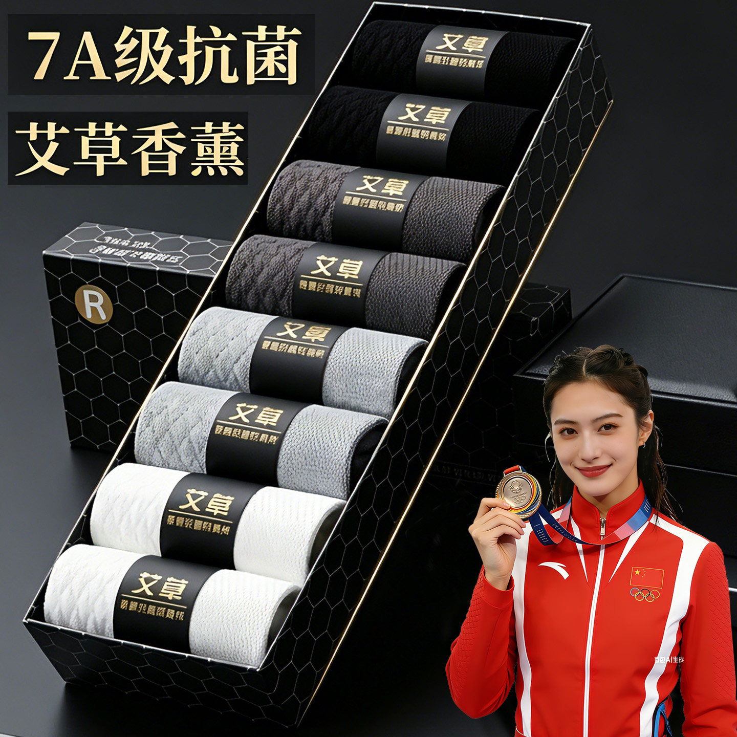 石墨烯袜子男7a抗菌防臭袜