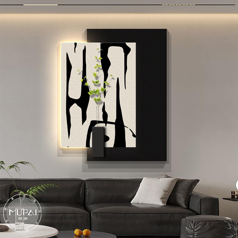 意式极简抽象客厅装饰画高级感壁画灯光画沙发背景墙挂画2025新款