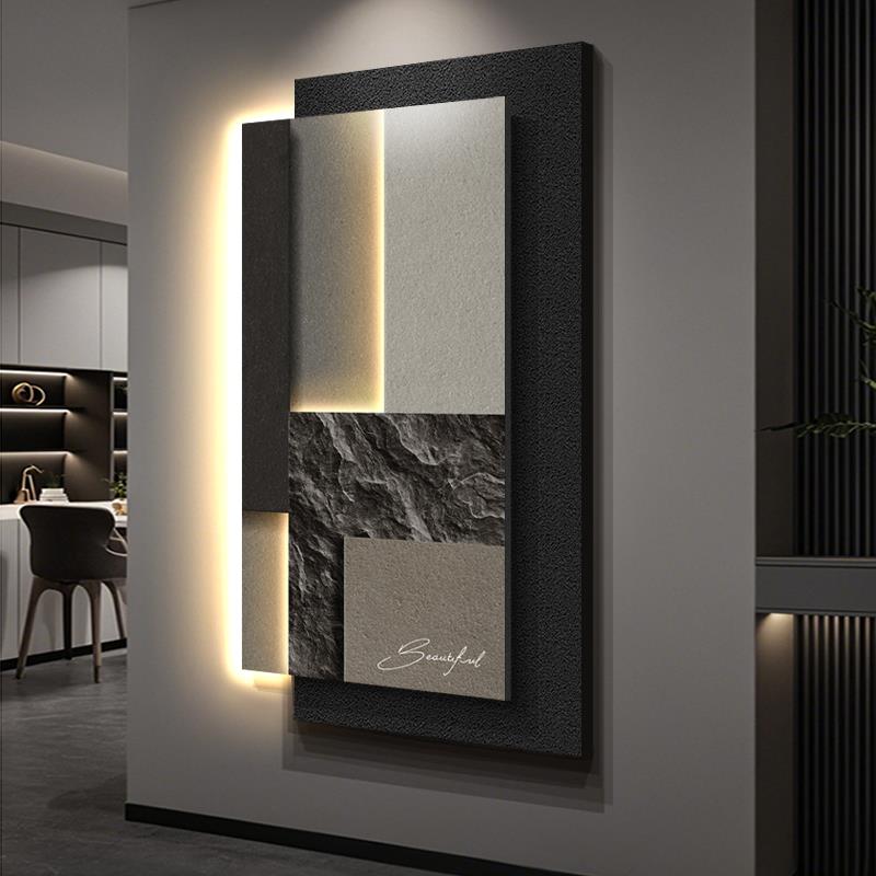 现代轻奢高级感玄关装饰画意式极简走廊过道挂画入户门砂岩壁灯画