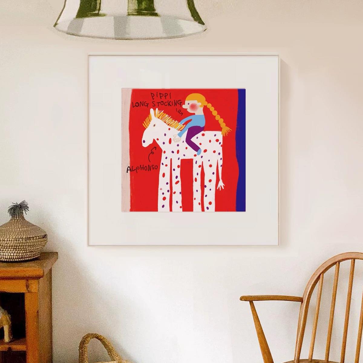 北欧简约儿童房装饰画现代奶油风可爱卡通童趣卧室书房艺术墙挂画