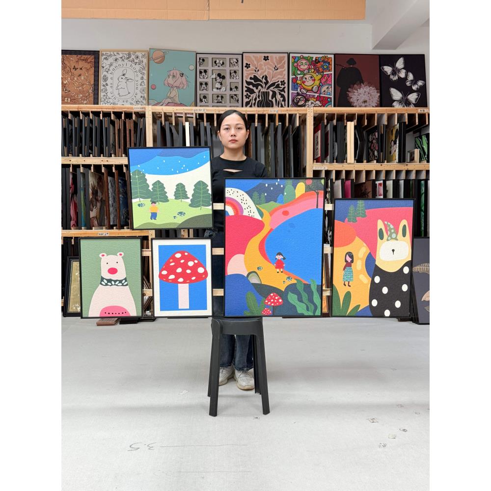 多巴胺客厅装饰画趣味卡通沙发背景墙挂画R036艺术高级感组合五联