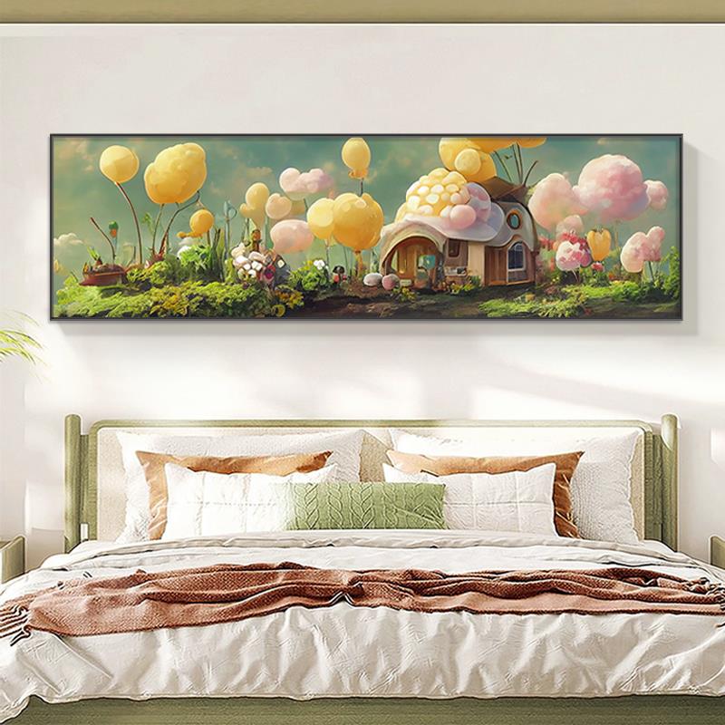 儿童房床头装饰画移动城堡女孩背景墙卧室卡通挂画女儿公主房壁画