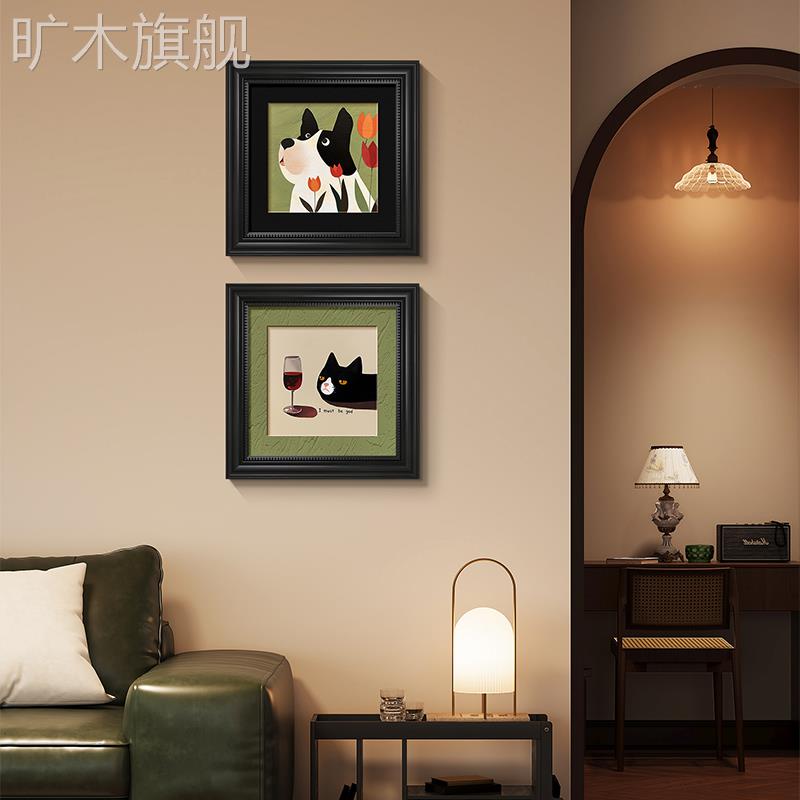 中古风餐厅装饰画多巴胺动物抽象艺术儿童房挂画小众高级感床头画图片