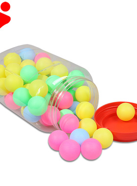 REGAIL 彩色乒乓球 摸奖球 装饰用球 玩具球 60只彩色桶装乒乓球