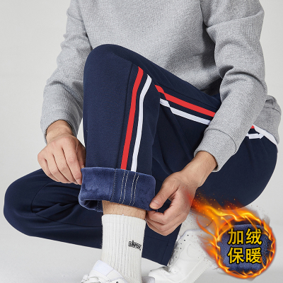 冬季校服裤子藏青色红白杠小学加绒加厚蓝白杠二条杠超柔保暖校裤
