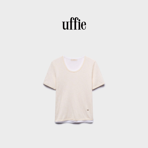 uffie于绘云层卷边针织短袖