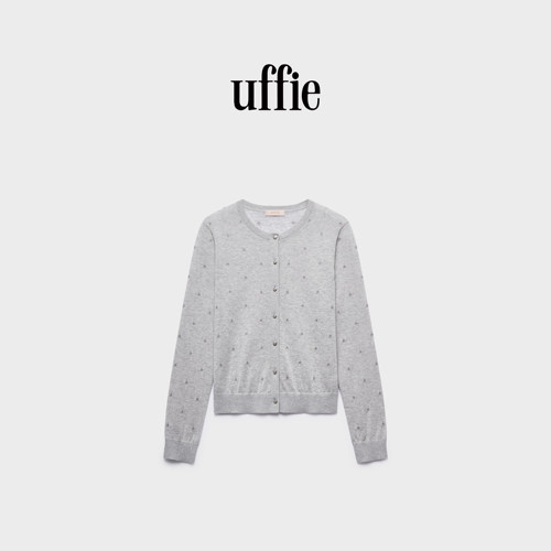 uffie于绘 波点嵌花针织开衫
