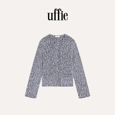 uffie于绘混色粗花肌理针织开衫