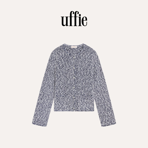 uffie于绘混色粗花肌理针织开衫