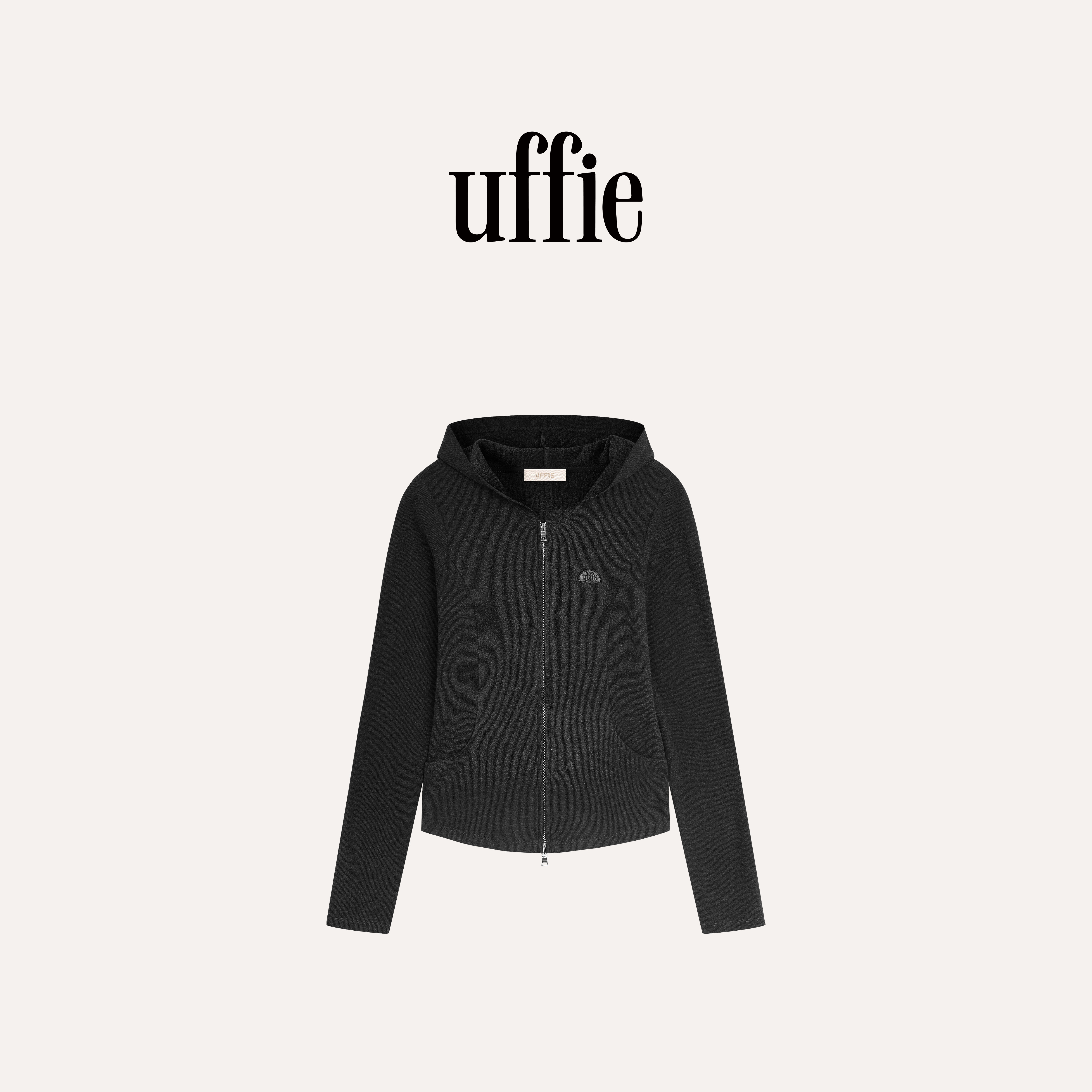UFFIE于绘 戴帽拉链修身卫衣