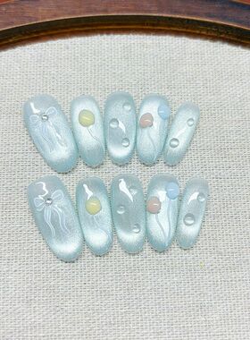 立体水珠蓝猫眼纯手工穿