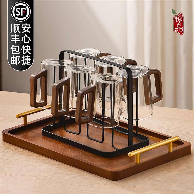 茶杯2024新款高端水杯玻璃杯家用耐高温带把喝水杯子待客茶具套组