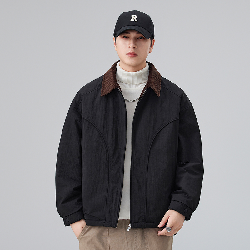 新品男士羽绒服撞色领高品质90白鸭绒时尚潮流男外套翻领羽绒服男