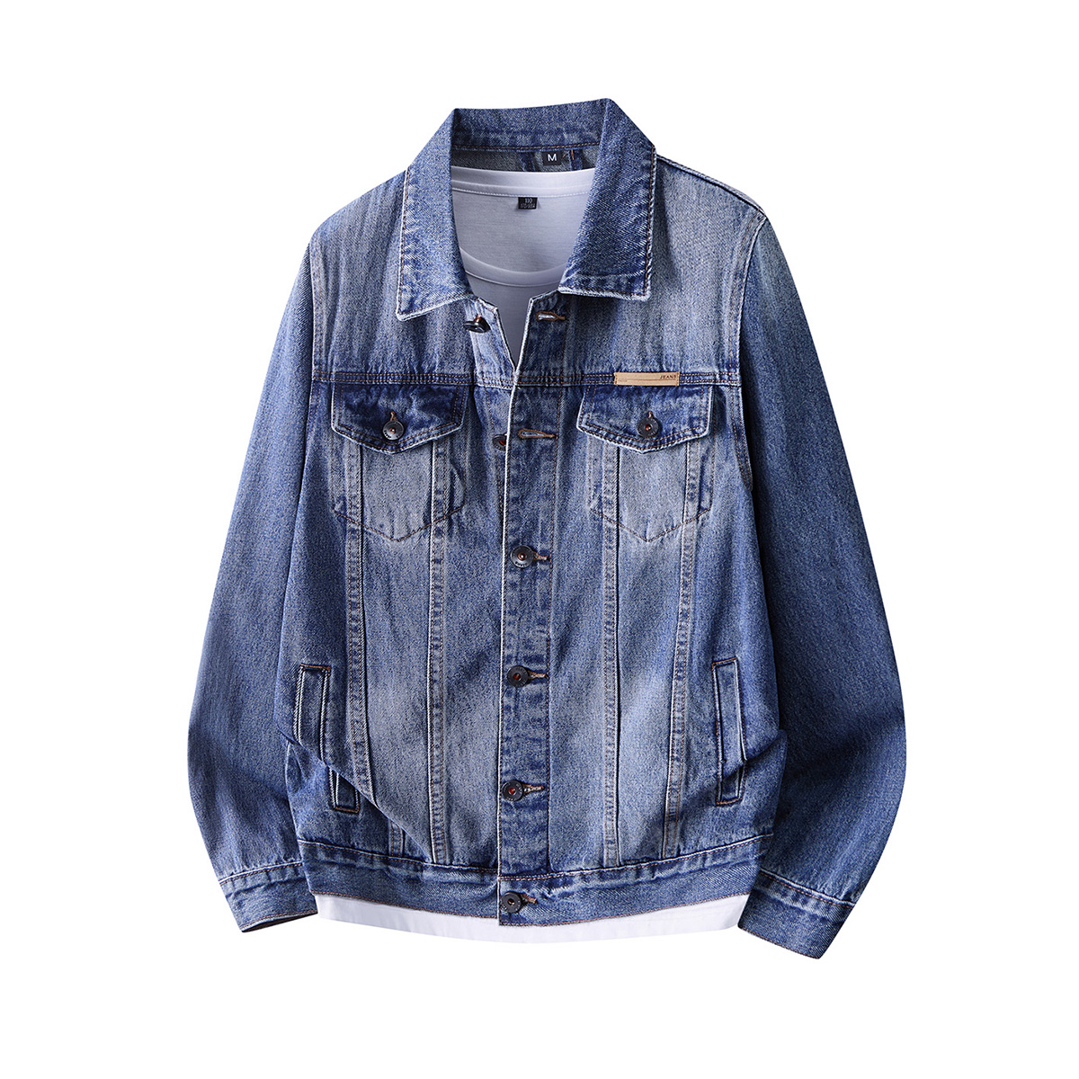 新款美式复古怀旧高端牛仔外套男潮牌秋冬工装夹克简约百搭