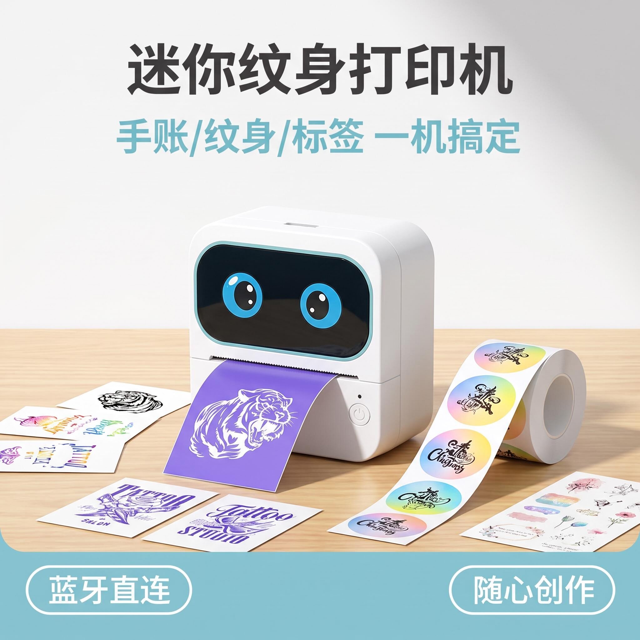 新款儿童AI智能打印机语音对话生成照片即时打印WiFi连接标签错题打印