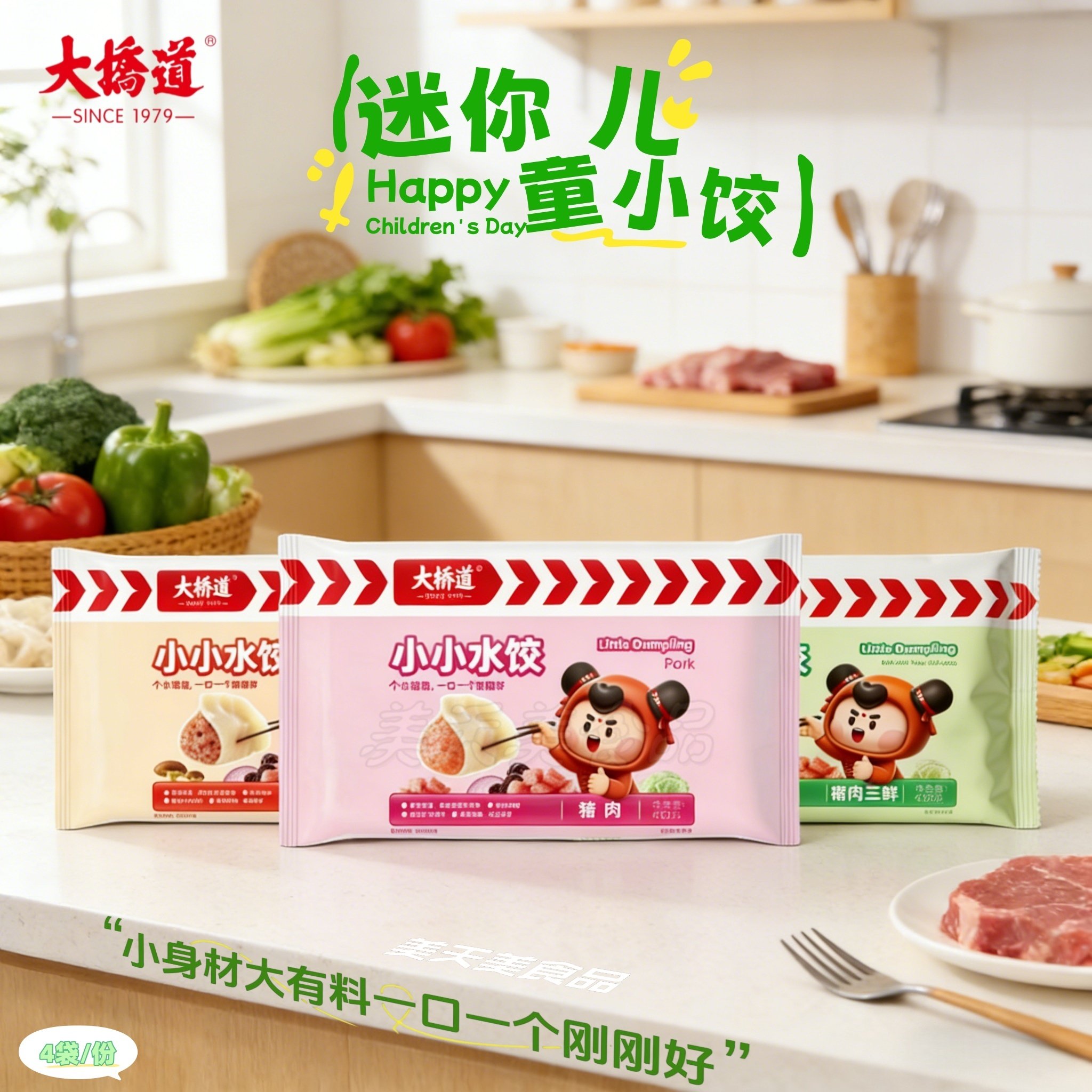 天津大桥道迷你小水饺小饺子猪肉三鲜香菇儿童餐营养健康速食4袋,粮油调味/速食/干货/烘焙,水饺/煎饺/虾饺,淘宝优惠券,粉丝福利购,淘宝优惠卷