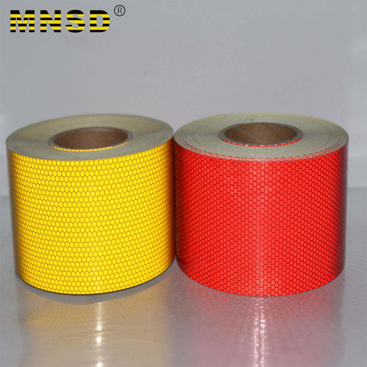 MNSD10CM高强级红白黄晶格六边形蜂窝状反光膜胶带反光贴纸