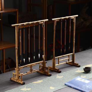 挂悬挂文房四宝竹子笔搁展示毛笔收纳式多支创意书法毛笔架