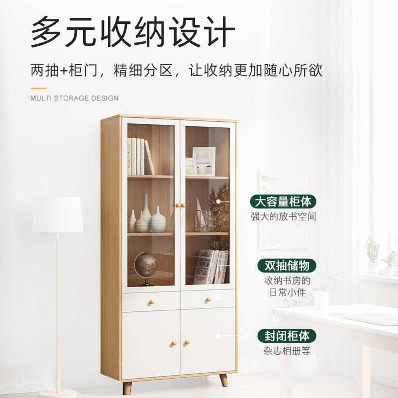 书柜卧室玻璃组合落地书架家用学生书房客厅简易置物架物品摆放架