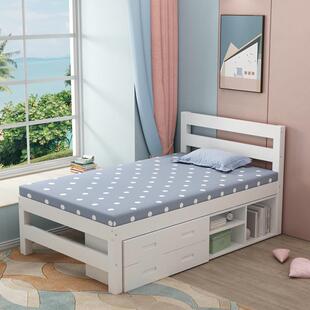 实木床架现代简约1.2米单人家用儿童1.5高脚床1.8m双人收纳储物床