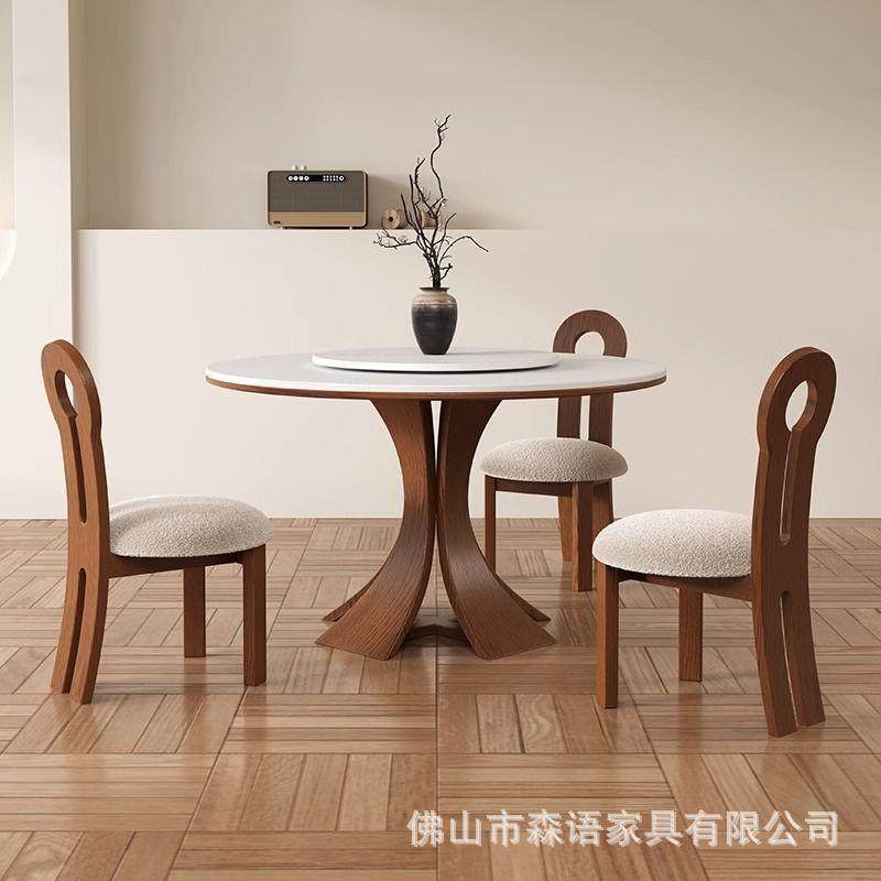 法式中古风实木岩板餐桌圆形饭桌小户型圆桌复古轻奢简约吃饭桌子,机械设备,其他机械设备,淘宝优惠券,粉丝福利购,淘宝优惠卷