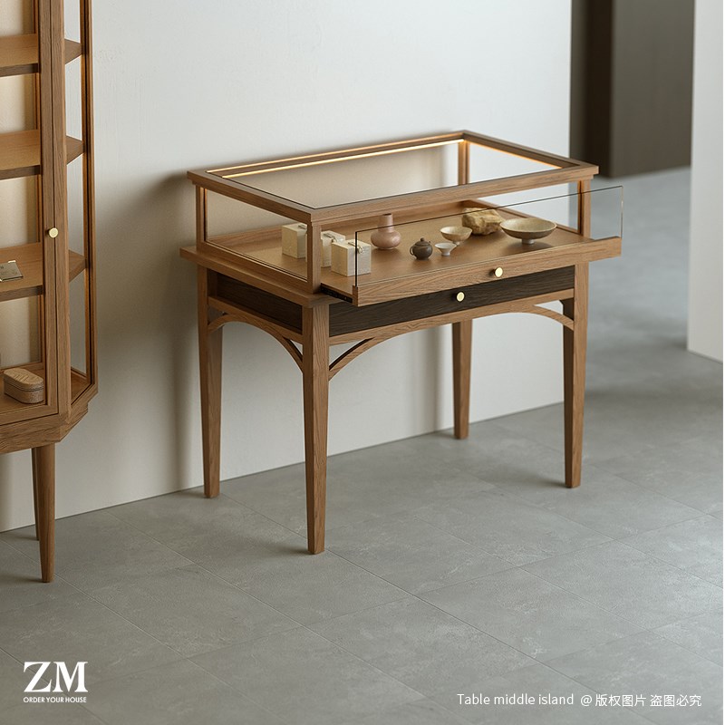 复古风玻璃陈列柜珠宝展示柜美甲店服装店首饰抽屉柜文创礼品陈列