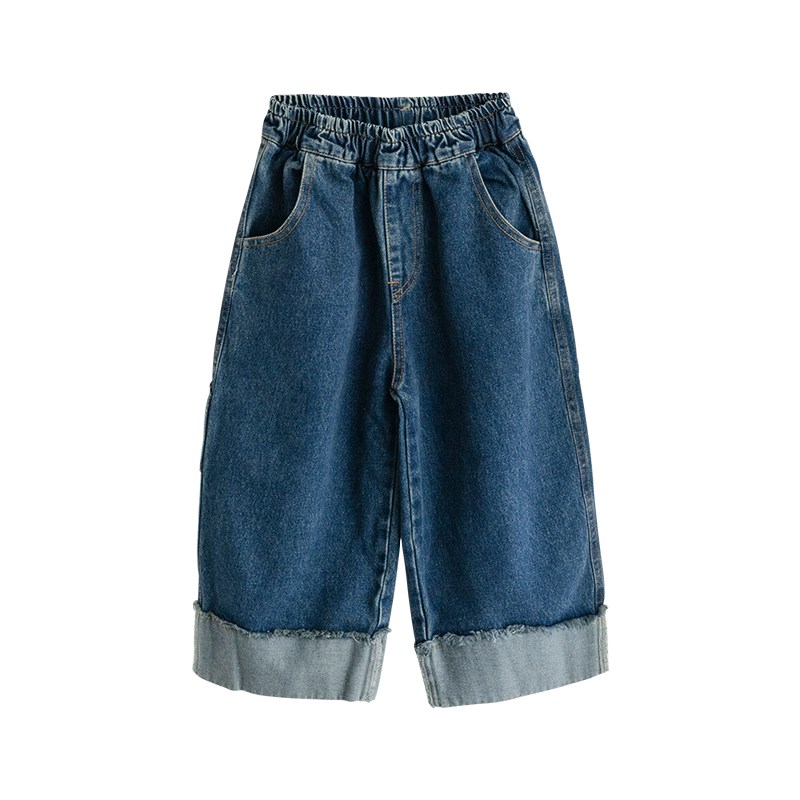 宽松直筒儿童牛仔裤男童女童休闲裤洋气宽松春秋款中大童洋气长裤