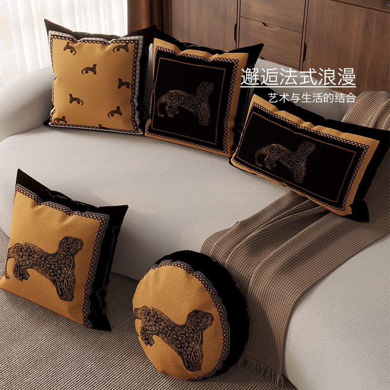 新中式抱枕靠垫客厅沙发腰枕靠枕靠垫轻奢高级感床头靠背垫豹富