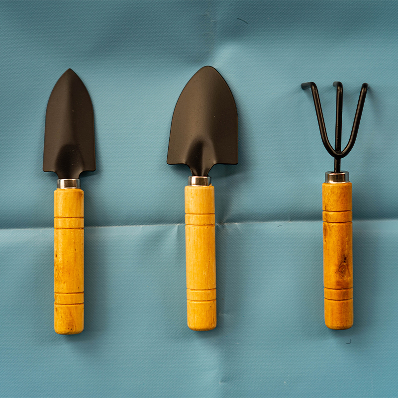 园艺三件套铁铲铁耙铁楸迷你套装工具家庭种植多肉挖土木柄盆栽