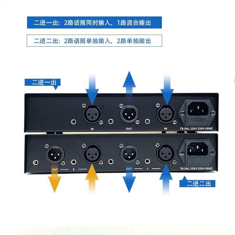 48V两进两出幻象电源电容麦克风大振膜话筒两路幻想电源供电话放