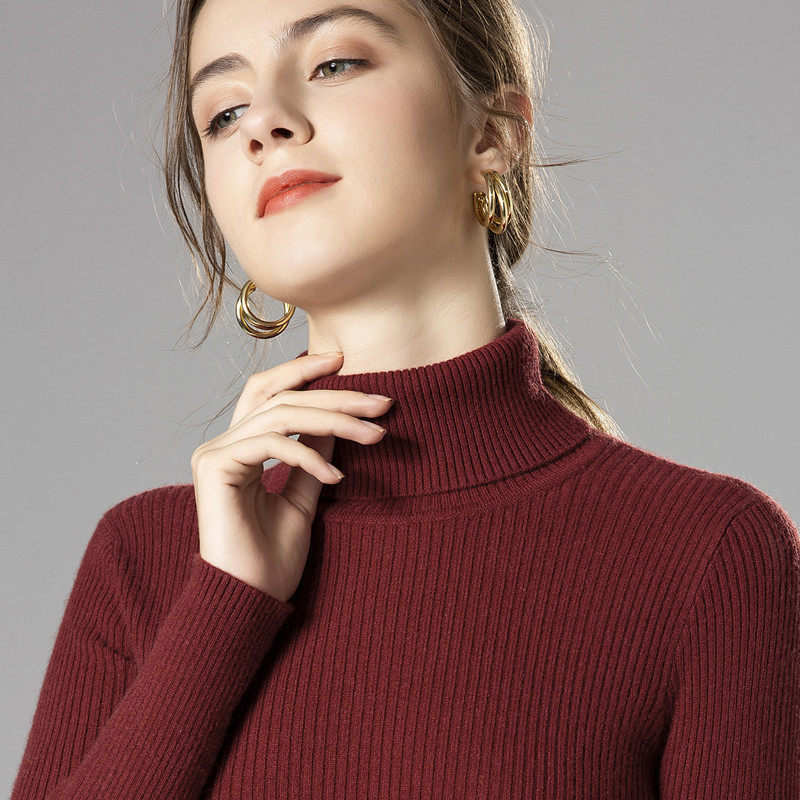 冬季高领毛衣女紧身加厚2021新款洋气内搭短款长袖套头针织打底衫