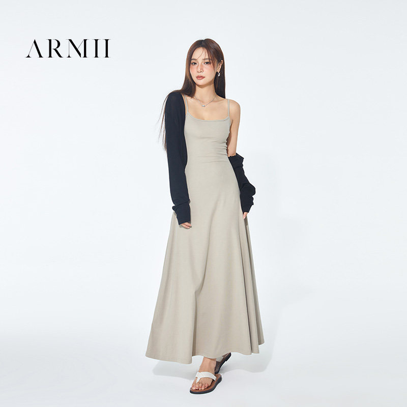 ARMII吊带连衣裙女修身显瘦A字裙收腰气质长裙大裙摆欧美性感裙子