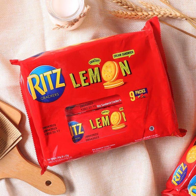 RITZ/乐之卡夫海外原装进口柠檬味夹心饼干袋装243g（9小包）零食