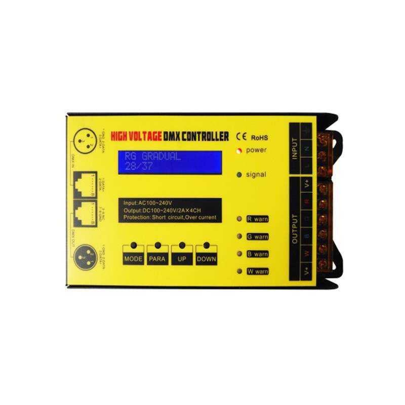 厂家直销 带LCD显示智能照明DMX512控制器 LED高压RGB灯带控制器